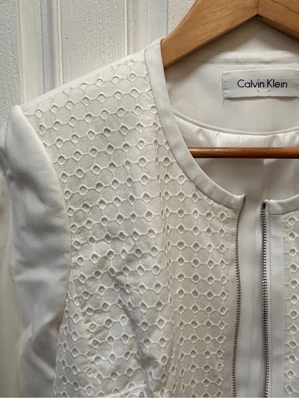 Calvin Klein White Embroidered Zip Jacket